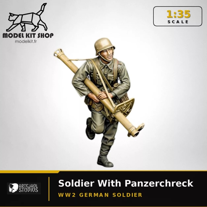 1:35 - WW2 Soldat allemand courant avec un panzerschreck 1