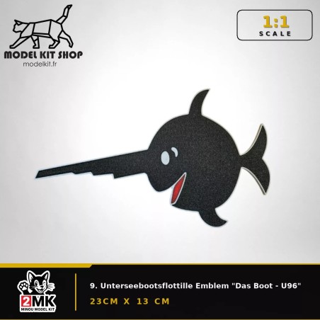 23cm x 13 cm - 9. Unterseebootsflottille Emblem "Das Boot - U96"