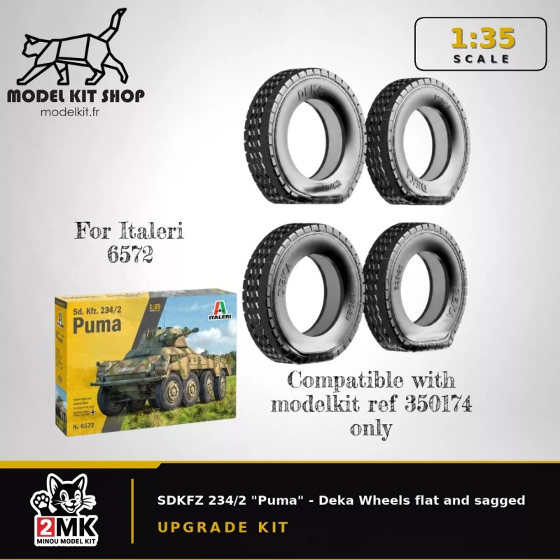1:35 - SDKFZ 234/2 "Puma" - Pneus Deka à plat ou chargées