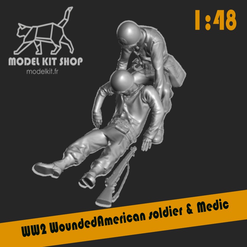 1:48 - WW2 Wounded American soldier & medic
