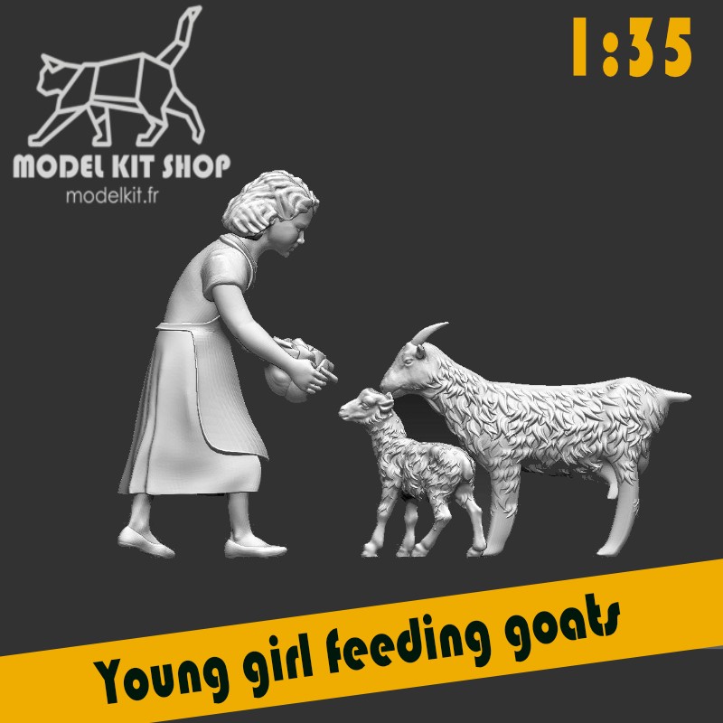 1:35 - Young girl feeding goats