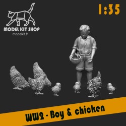 1:35 - WW2 Kind mit Hühnern