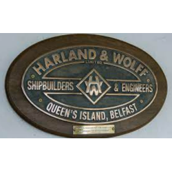 1:6 - Plaque du Titanic "Harland & Wolff" Shipbuilders & Engineers