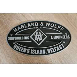 1:1 - Plaque du Titanic "Harland & Wolff" Shipbuilders & Engineers