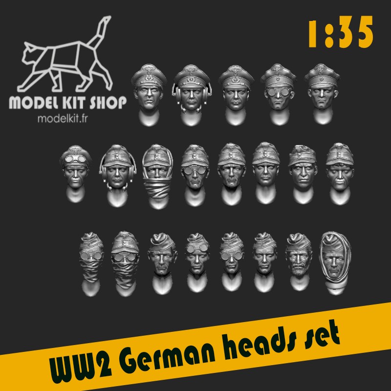 1:35 - WW2 21 heads of German soldiers (Afrika Korps, Eastern Front ...