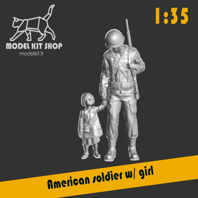 1:35 Serie - WW2 Soldat Américain saluant un enfant