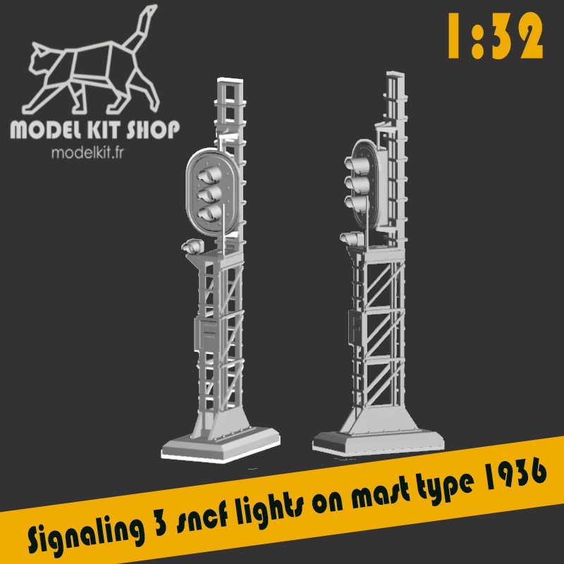 1:32 - SNCF Signaling 3 lights on mast type 1936