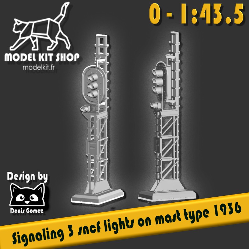 0 (1.43.5) - SNCF Signaling 3 lights on mast type 1936