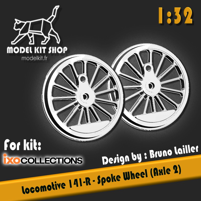 1:32 - Locomotive 141-R - Pair of spoke wheels (Essieu 2) 1:32 - Locomotive 141-R - Pair of spoke wheels (Essieu 2)