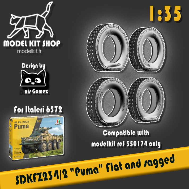 1:35 - SDKFZ 234/2 "Puma" - Ruote con pneumatici Deka piatti o 1:35 - SDKFZ 234/2 "Puma" - Ruote con pneumatici Deka piatti o