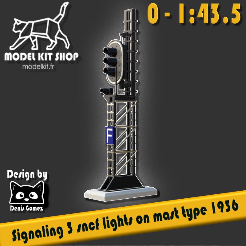 0 (1.43.5) - SNCF Signaling 3 lights on mast type 1936