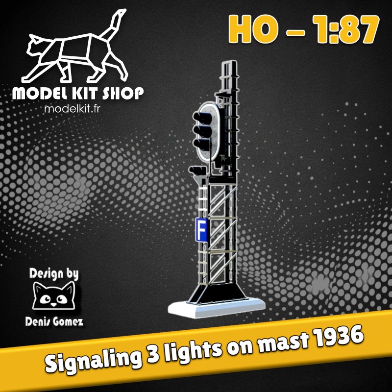 HO (1:87) - SNCF Signalling 3 lights on matt type 1936