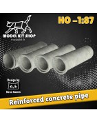 HO (1:87) - Tuyaux en béton armé (Buse de 1m par 3m)