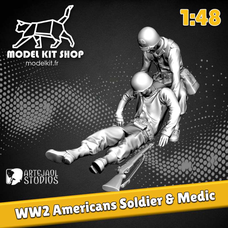 1:48 - WW2 Soldat américain blessé & médic