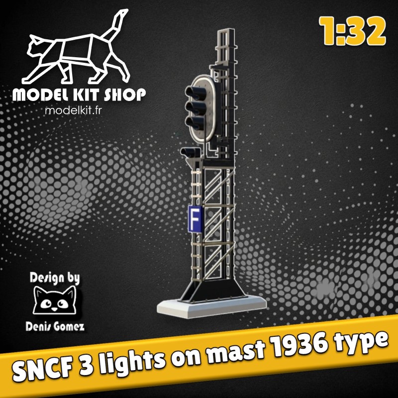 1:32 - SNCF-Signalisierung 3 Lichter am Mast Typ 1936