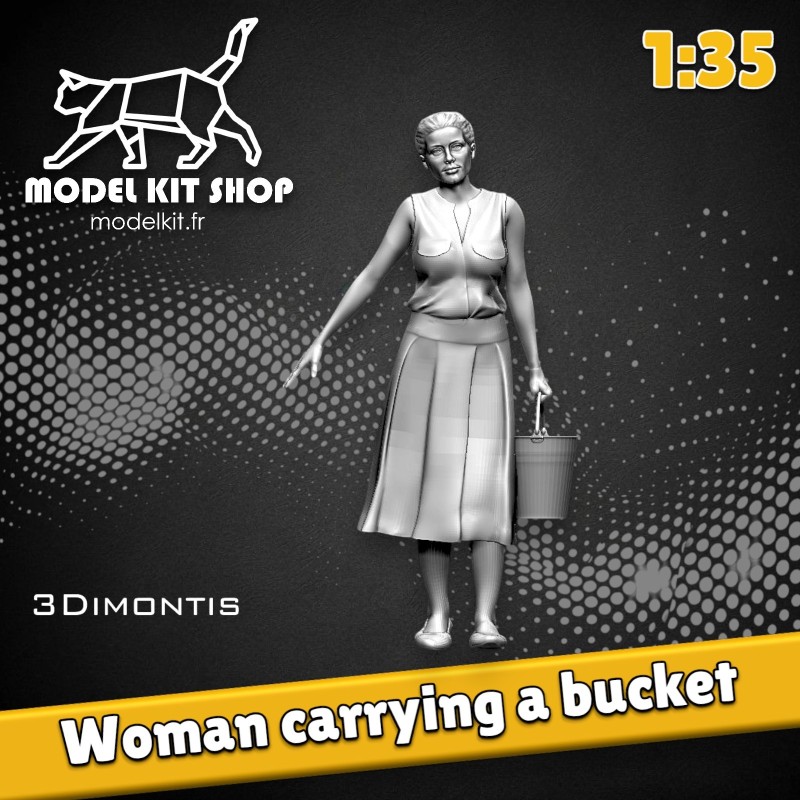 1:35 - Mujer llevando un cubo