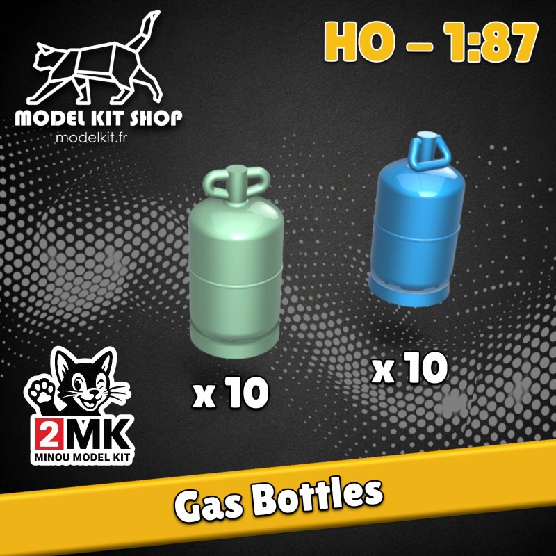 HO (1:87) - Bouteilles de gaz (2 types) x20 - Modelkit.fr