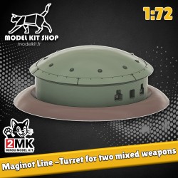1:72 - WW2 - Ligne Maginot - Tourelle pour deux armes mixtes -