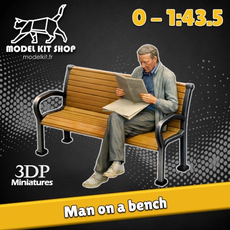 0 (1,43.5) - Homme lisant le journal sur un banc - Modelkit.fr