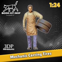 1:24 - Mechanic carrying tires