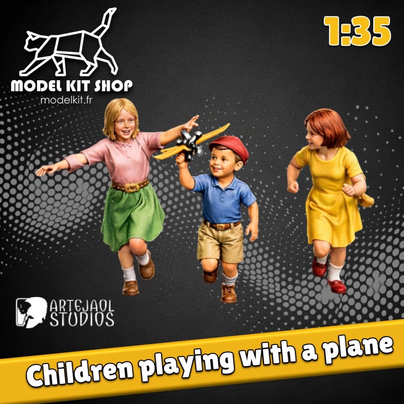 1:35 - WW2 Enfants jouant avec un avion - Modelkit.fr