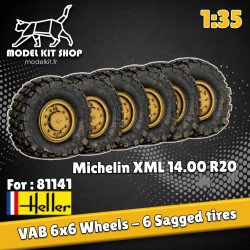 1:35 - Roues VAB 6x6 Heller Michelin XML 14.00R20 - Modelkit.fr