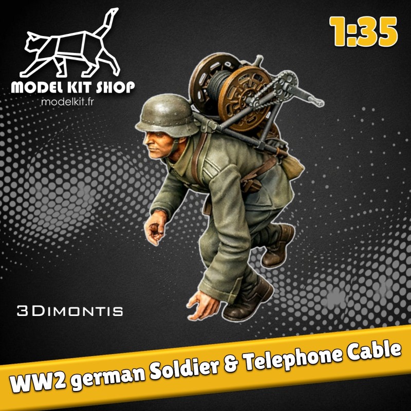1:35 - WW2 Soldat allemand & Câble téléphonique - Modelkit.fr