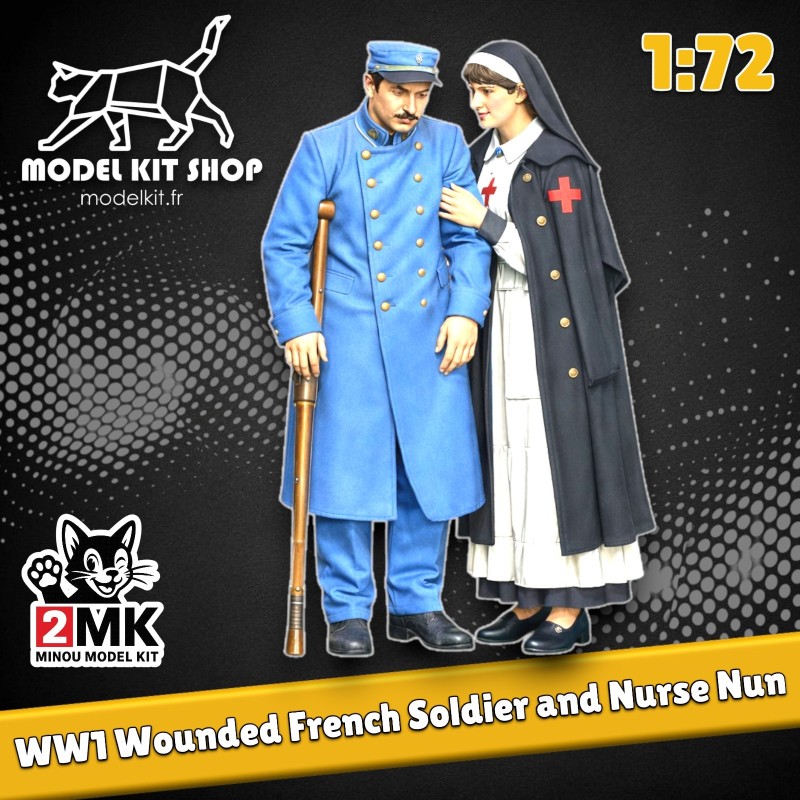1:72 - WW1 Französischer Soldat mit guter Schwester verwundet