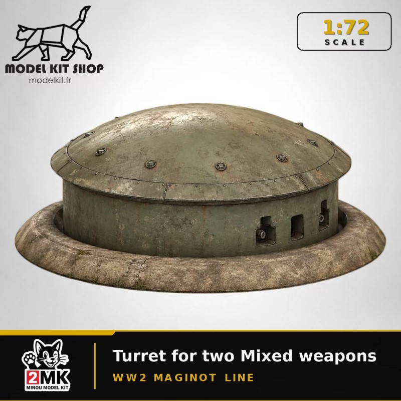 1:72 - WW2 - Ligne Maginot - Tourelle pour deux armes mixtes