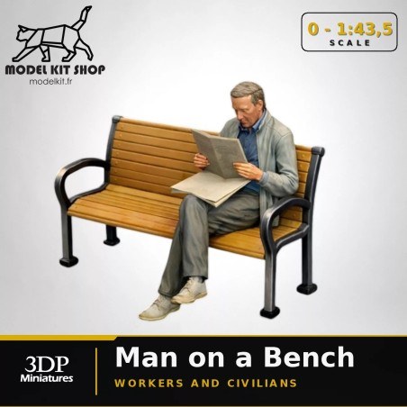 0 (1,43.5) - Homme lisant le journal sur un banc