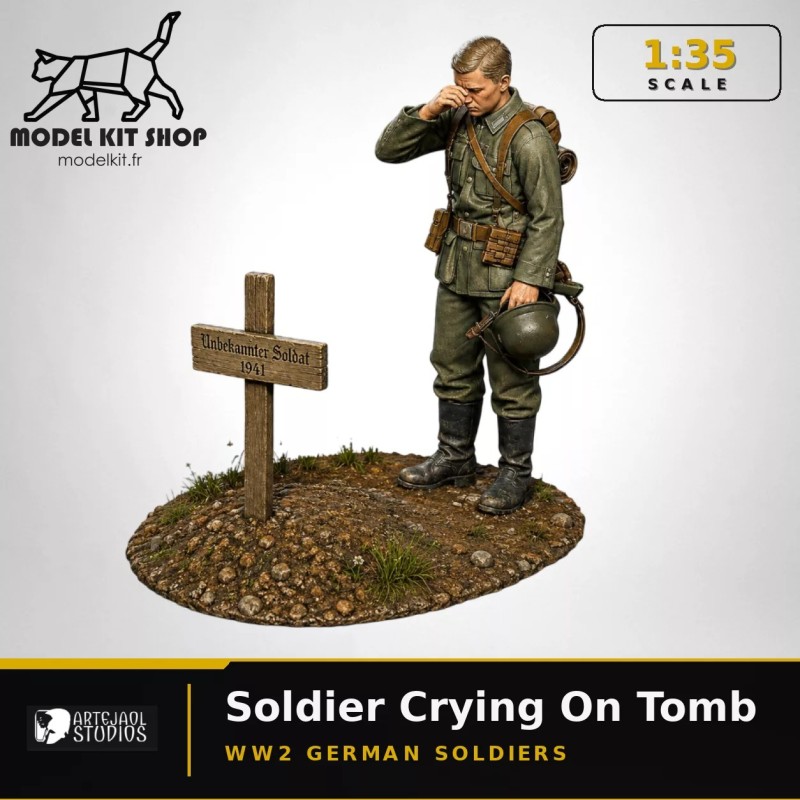 1:35 Serie - Soldat allemand pleurant devant une sépulture WW2